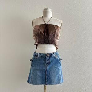 handmade ombre brown satin shirred halter tube top